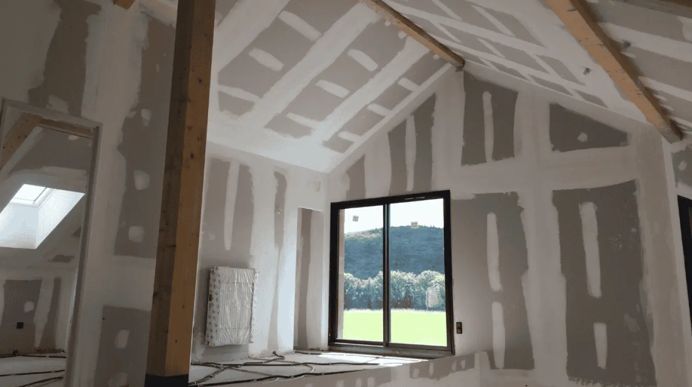 bandes de placo dans maison individuelle en chantier