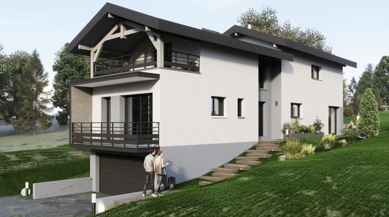 maison contemporaine toit deux pans jour