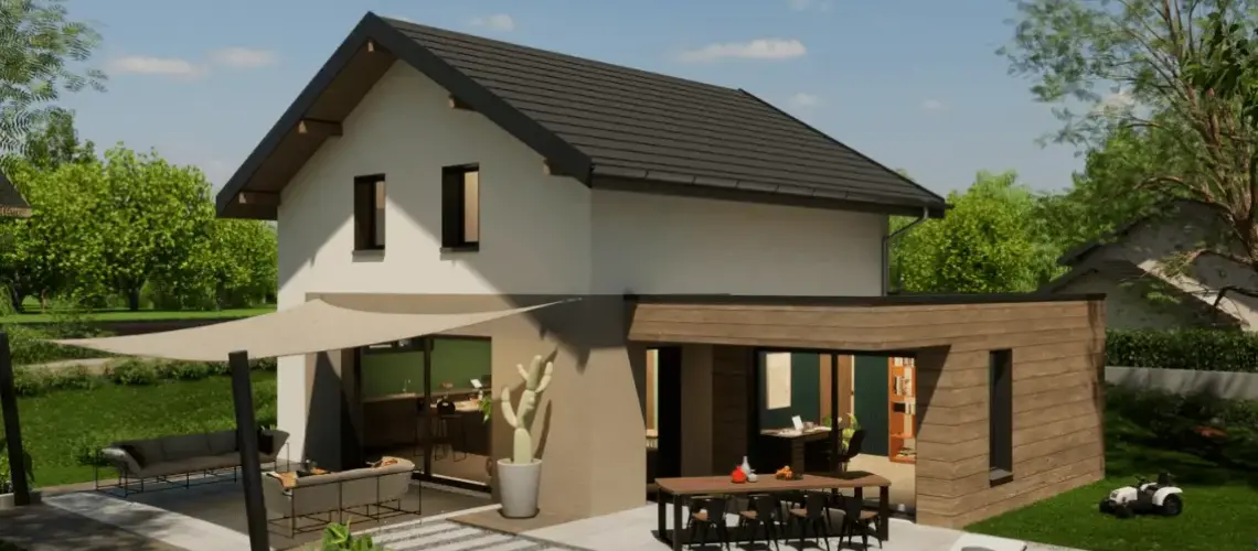 Maison évolutive contemporaine avec piscine – Projet après extension